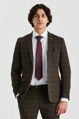 Harris - Blazer de tweed verde con estampado de espiga.
