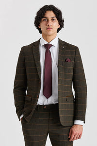 Harris - Blazer de tweed verde con estampado de espiga.