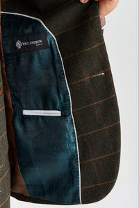 Harris - Blazer de tweed verde con estampado de espiga.