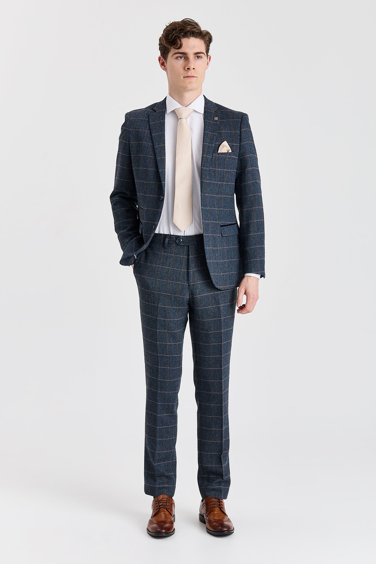 Harris - Blazer de mezcla de lana y tweed azul marino para hombre