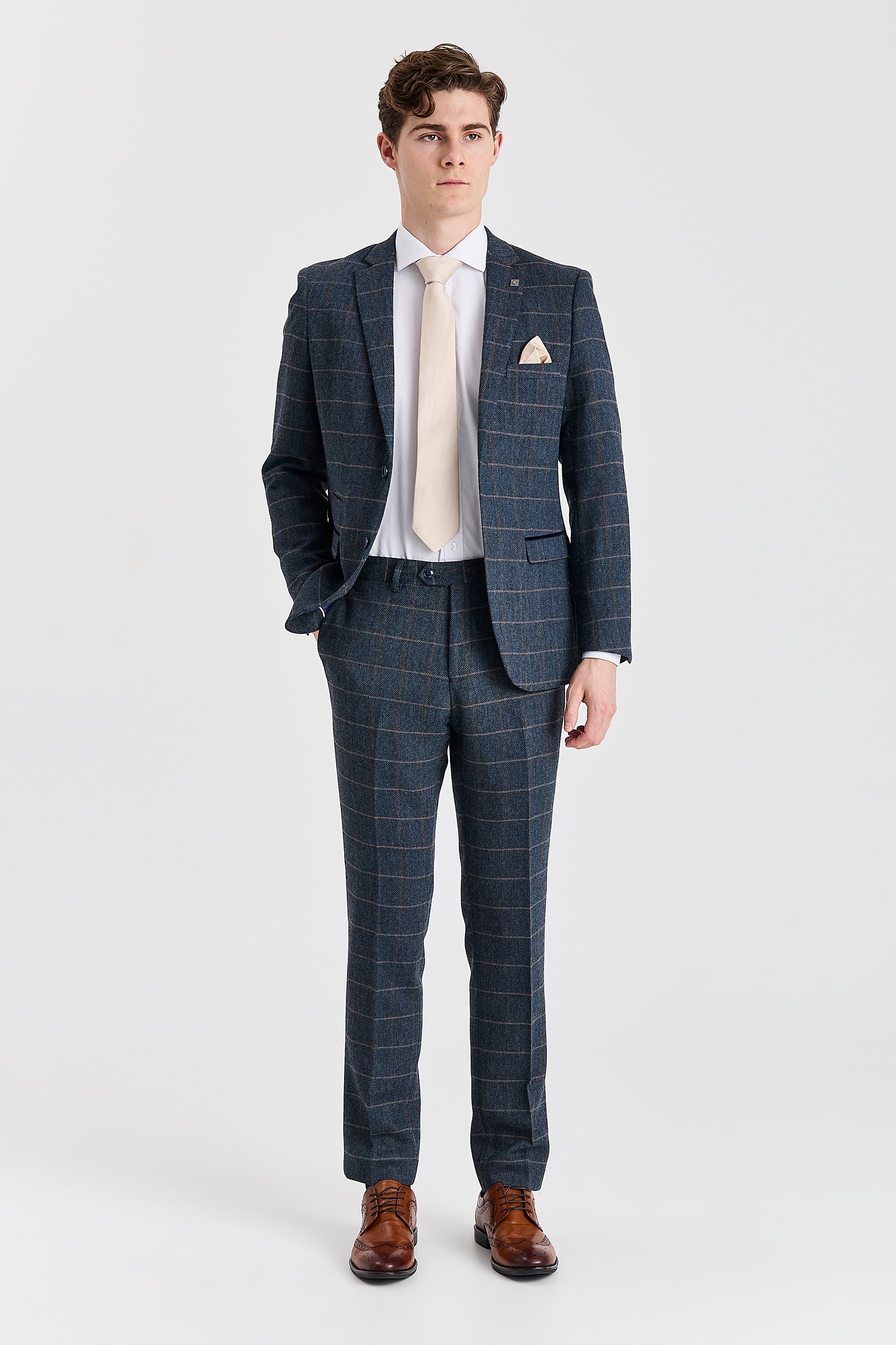 Harris - Blazer de mezcla de lana y tweed azul marino para hombre