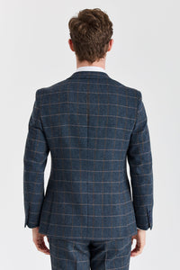 Harris - Blazer de mezcla de lana y tweed azul marino para hombre
