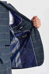Harris - Traje de tres piezas de tweed de mezcla de lana azul marino para hombre