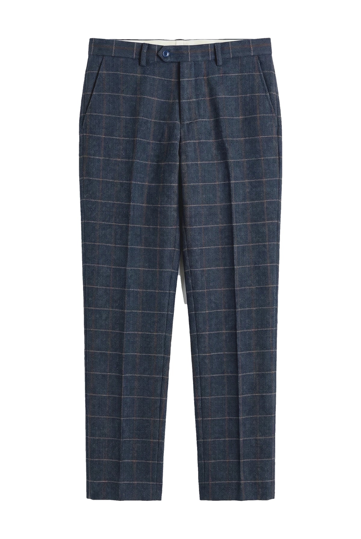 Harris - Pantalones de hombre de mezcla de lana y tweed azul marino