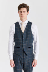 Chaleco de lana y tweed azul marino para hombre Harris