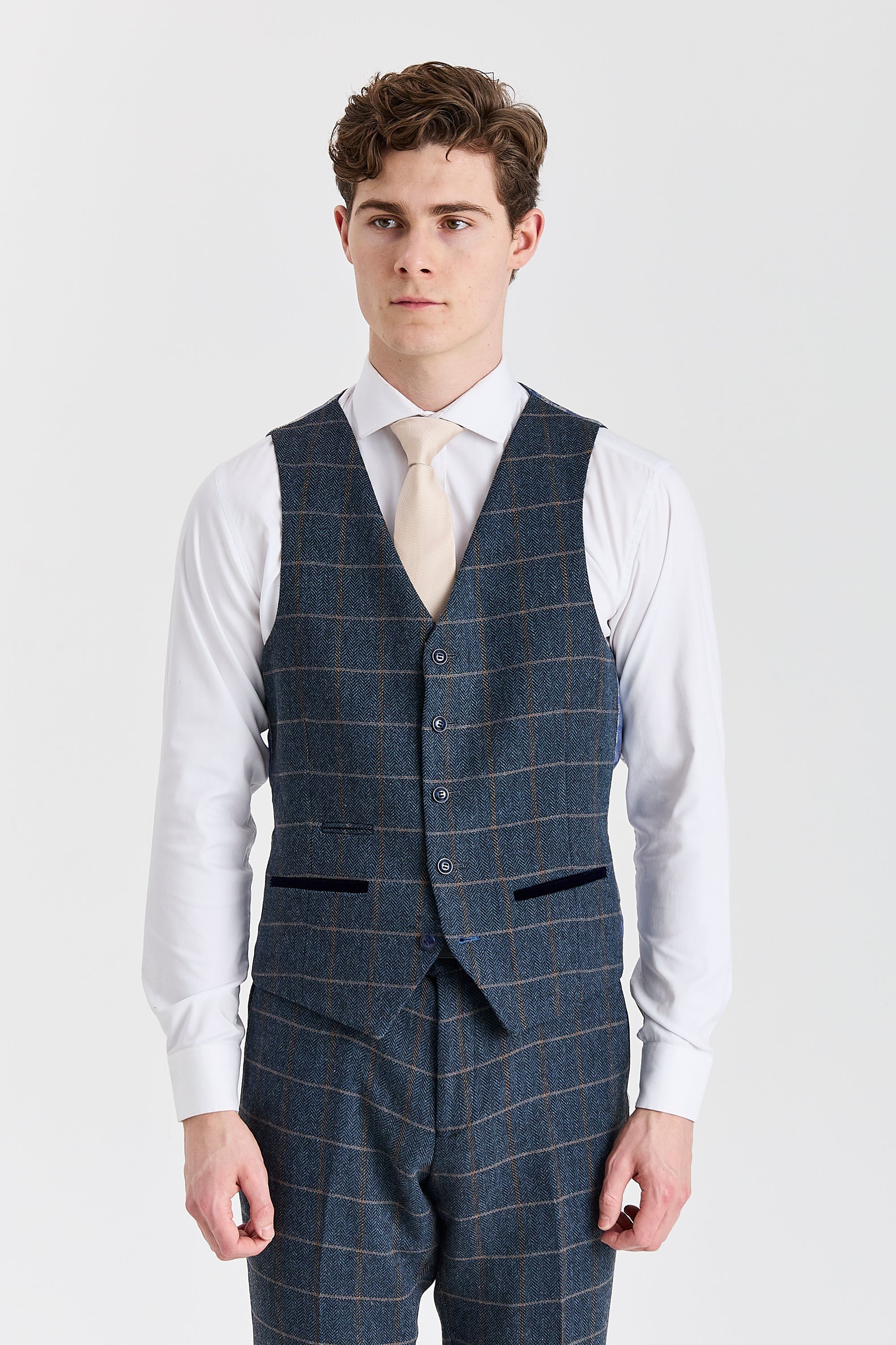 Chaleco de lana y tweed azul marino para hombre Harris