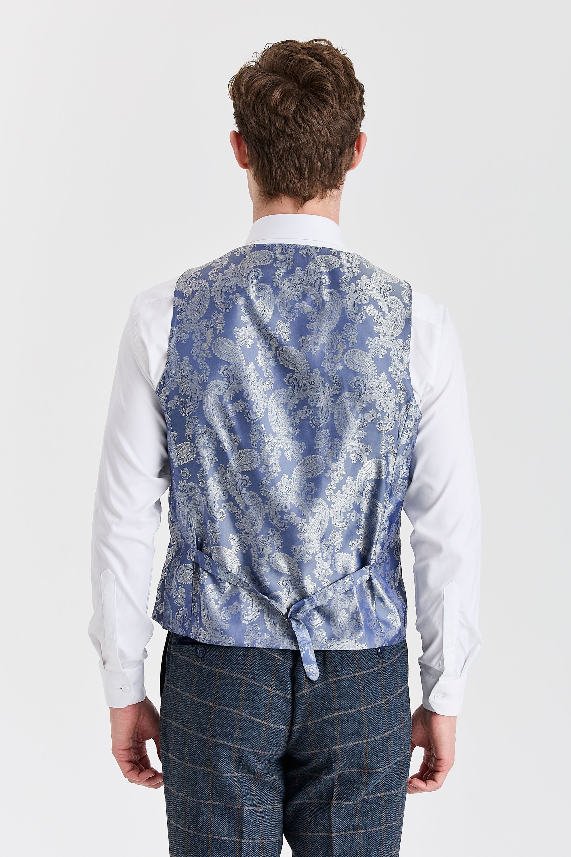 Chaleco de lana y tweed azul marino para hombre Harris