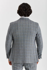 Harris - Blazer de tweed gris con estampado de espiga para hombre