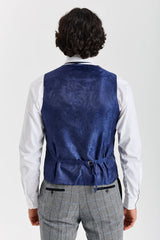 Harris - Chaleco de tweed gris con estampado de espiga para hombre