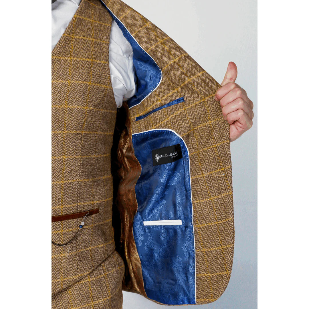 Harris - Blazer de tweed marrón para hombre