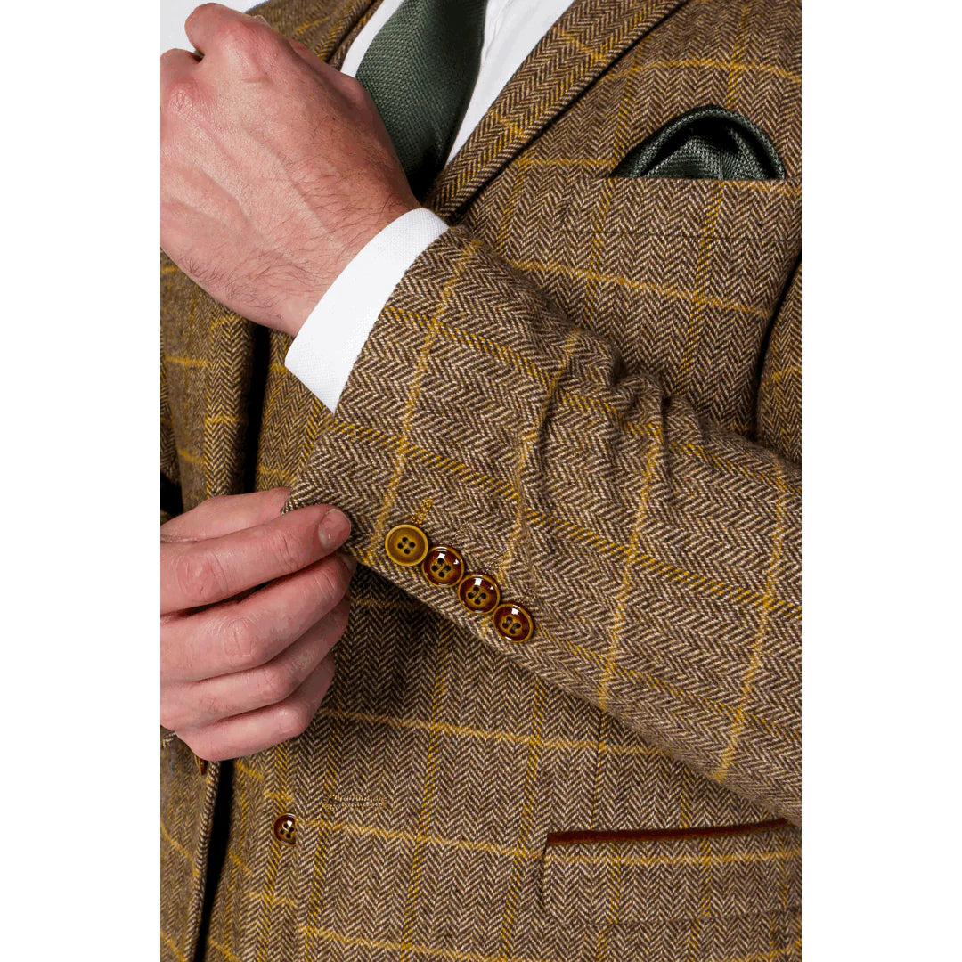 Harris - Blazer de tweed marrón para hombre