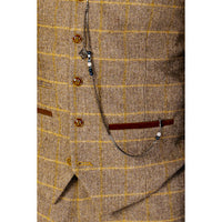 Traje de tres piezas de tweed marrón para hombre de Harris con estilo clásico vintage.
