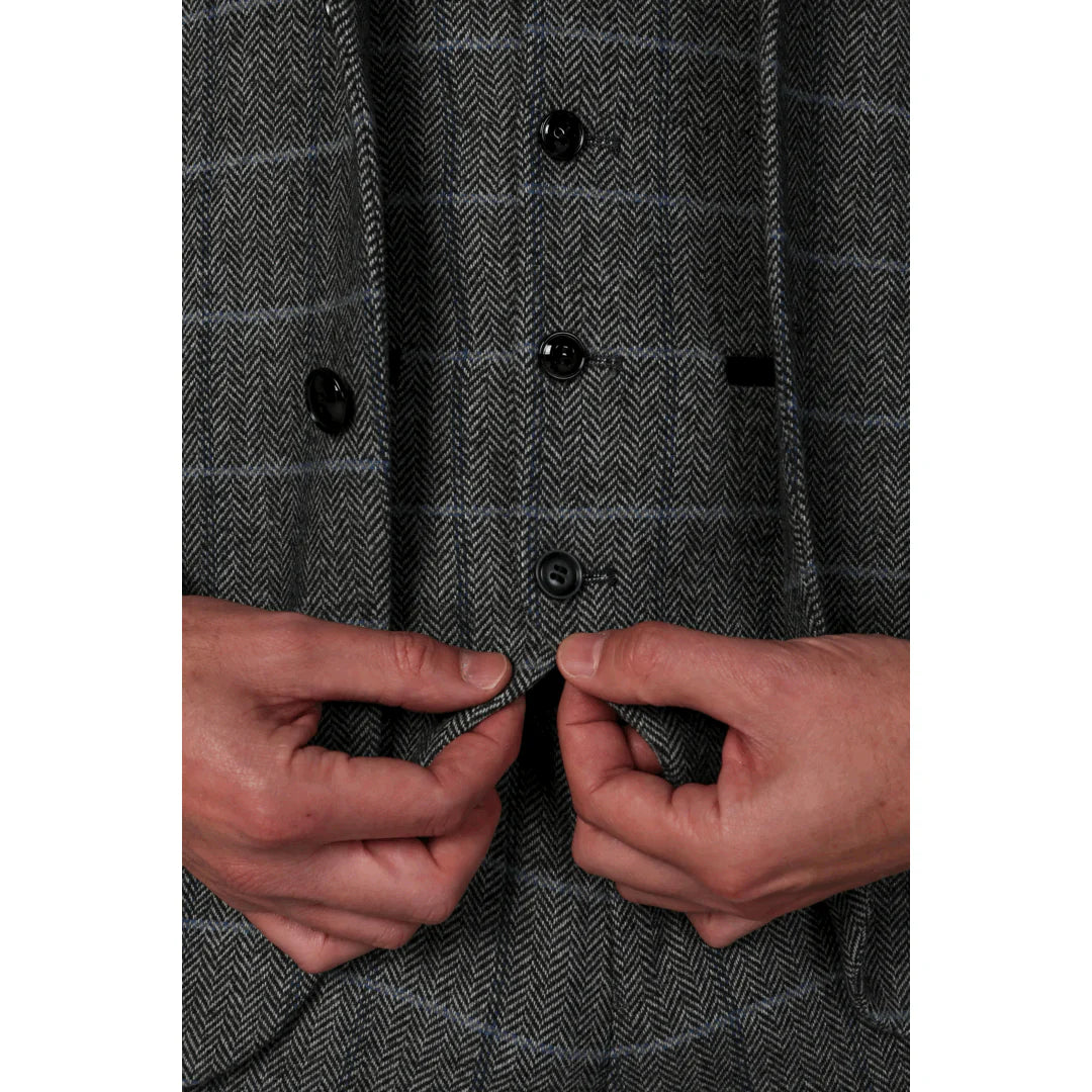 Harris - Chaleco de tweed gris para hombre