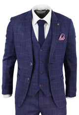 Traje de tweed azul de 3 piezas - Marc Darcy Harry