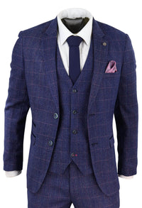 Traje de tweed azul de 3 piezas - Marc Darcy Harry