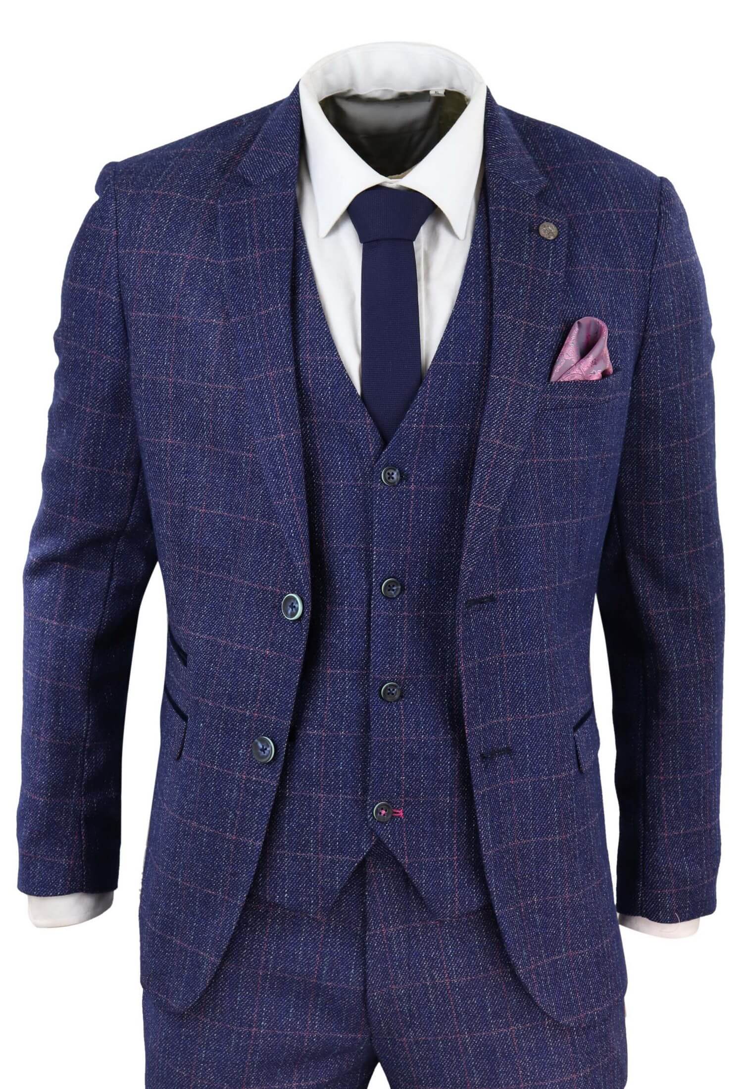 Traje de tweed azul de 3 piezas - Marc Darcy Harry