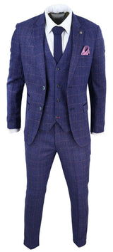 Traje de tweed azul de 3 piezas - Marc Darcy Harry