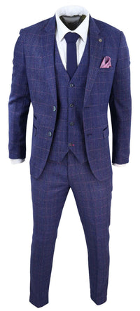 Traje de tweed azul de 3 piezas - Marc Darcy Harry