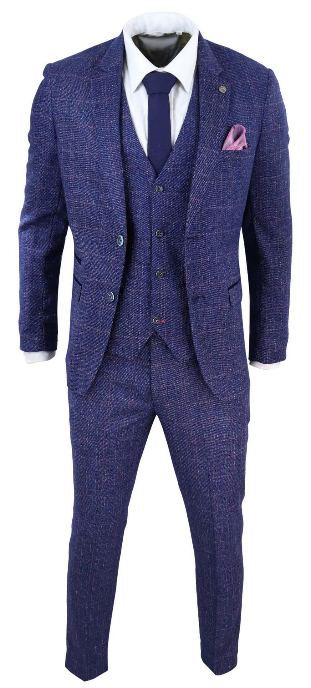 Traje de tweed azul de 3 piezas - Marc Darcy Harry
