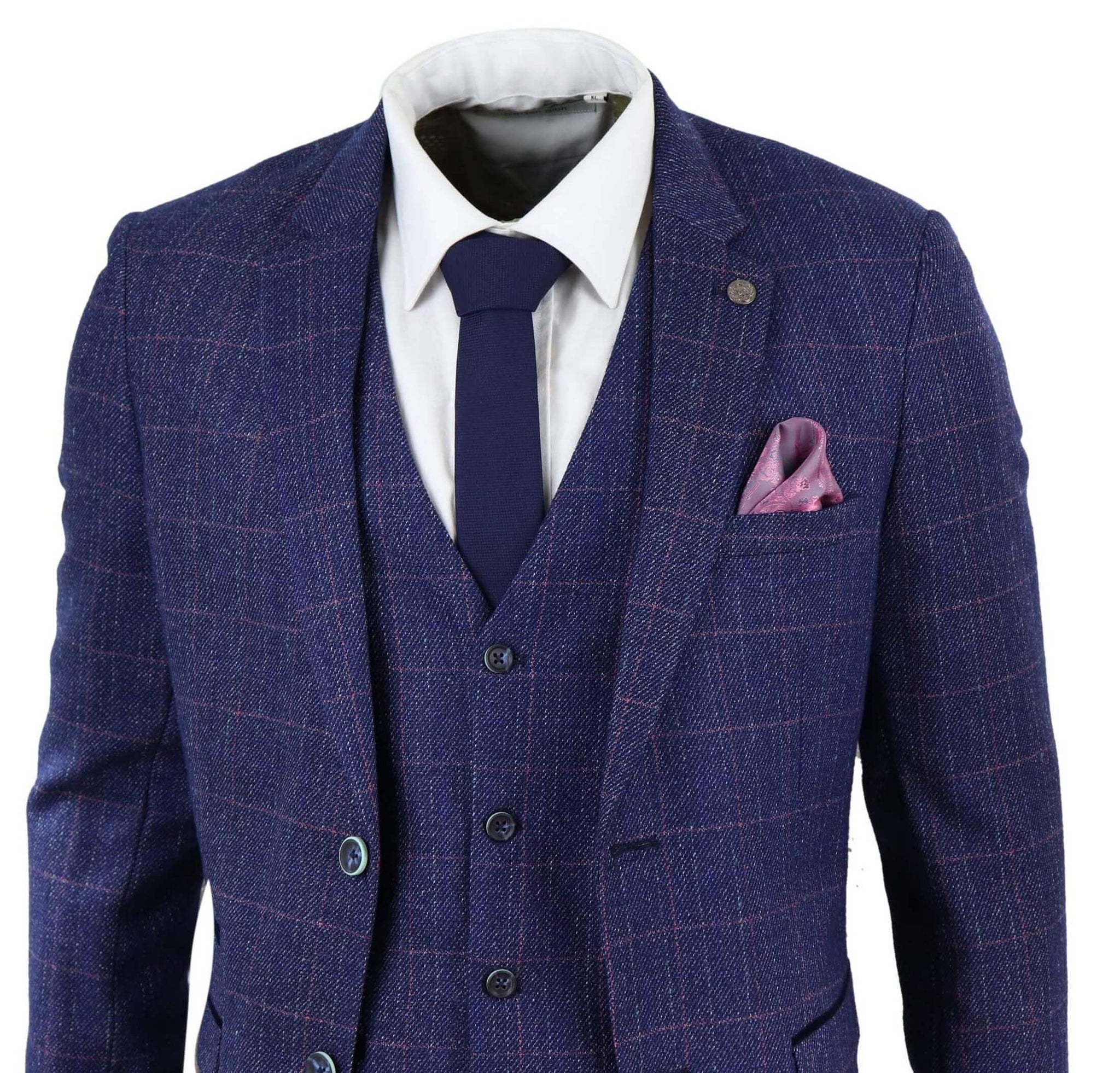 Traje de tweed azul de 3 piezas - Marc Darcy Harry