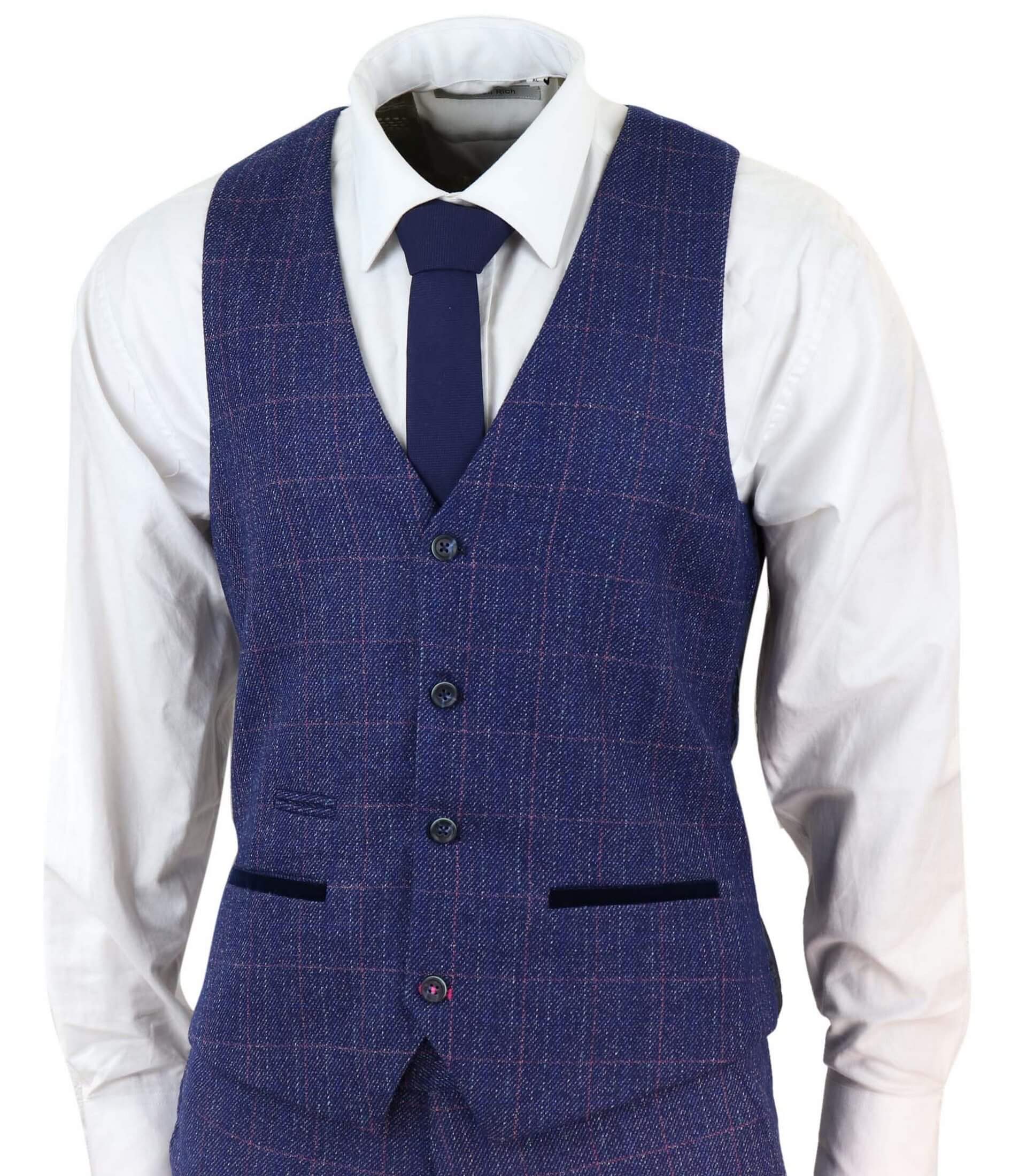 Traje de tweed azul de 3 piezas - Marc Darcy Harry