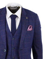 Traje de tweed azul de 3 piezas - Marc Darcy Harry