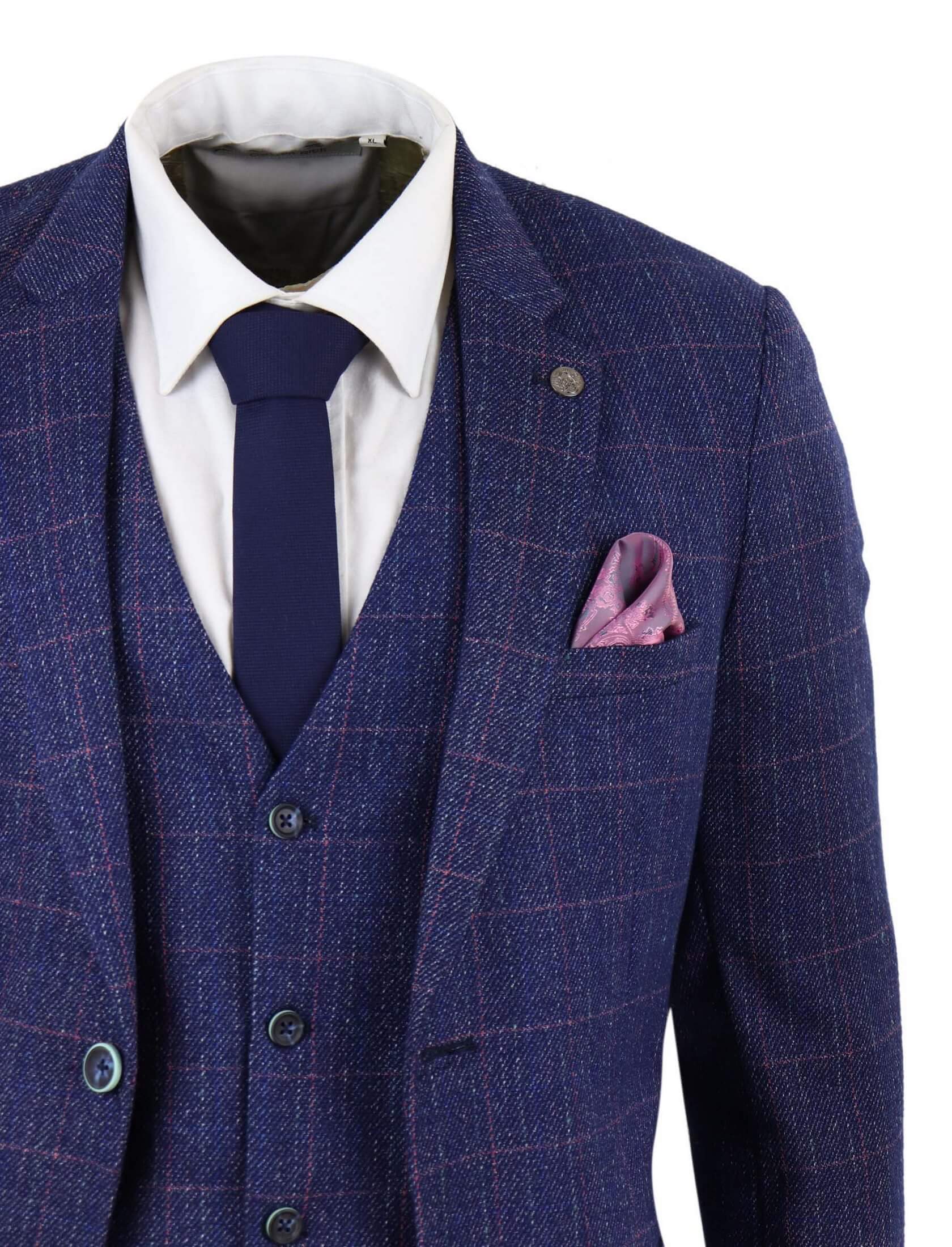 Traje de tweed azul de 3 piezas - Marc Darcy Harry