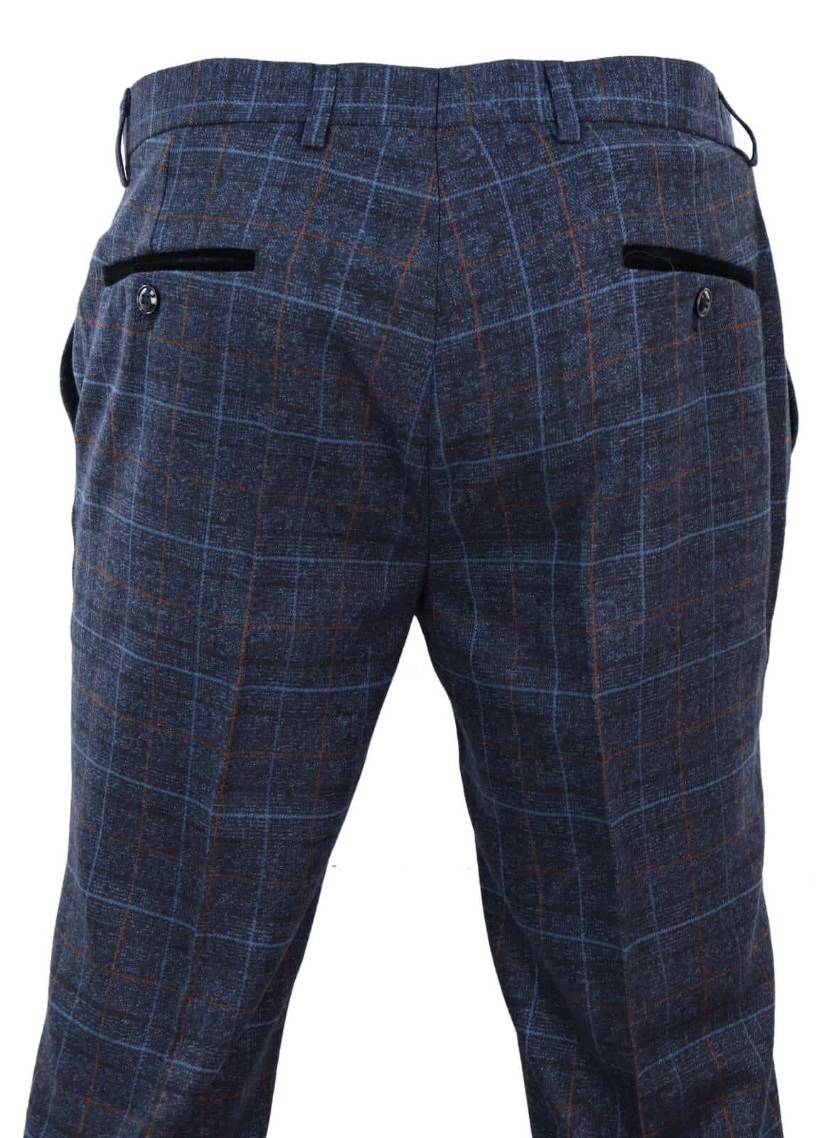 Harvey - Pantalón de cuadros azul marino para hombre