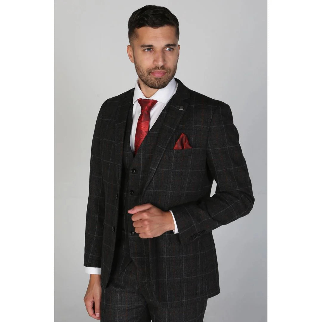 Harvey - Blazer de cuadros color carbón para hombre