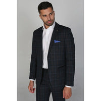 Harvey - Blazer a cuadros azul marino para hombre
