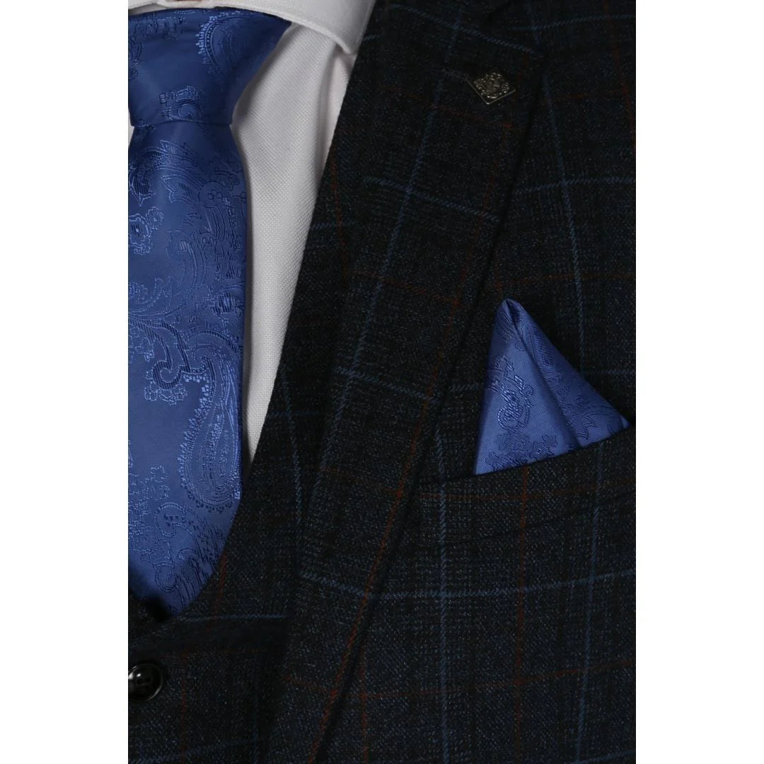Harvey - Blazer a cuadros azul marino para hombre