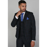 Harvey - Blazer a cuadros azul marino para hombre
