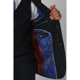 Harvey - Blazer a cuadros azul marino para hombre
