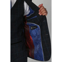 Harvey - Blazer a cuadros azul marino para hombre