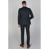 Harvey - Blazer a cuadros azul marino para hombre
