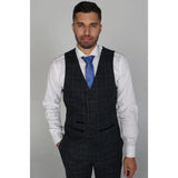 Harvey - Chaleco de cuadros azul marino para hombre
