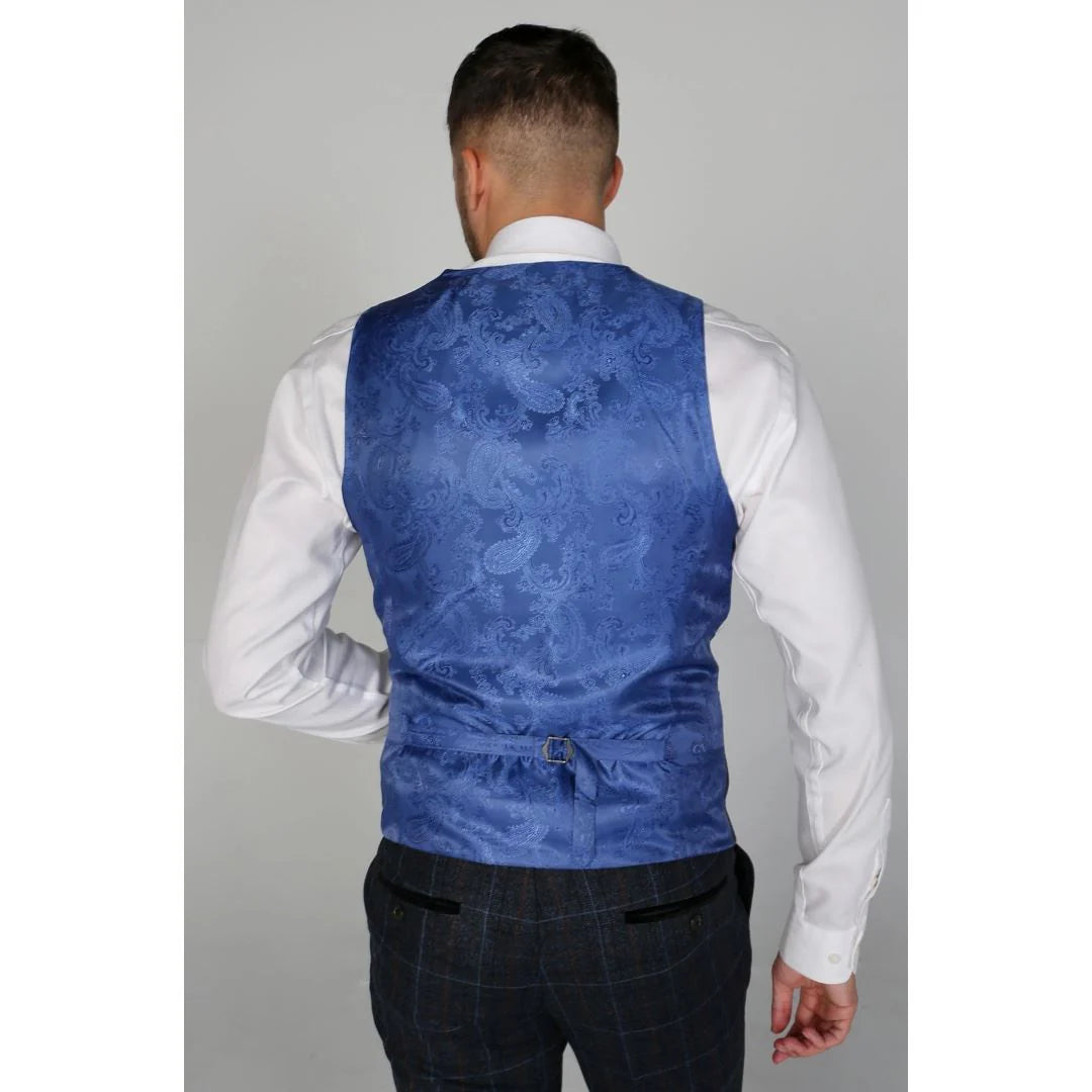 Harvey - Chaleco de cuadros azul marino para hombre