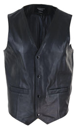 Chaleco de cuero negro para hombre