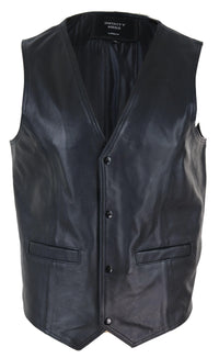 Chaleco de cuero negro para hombre