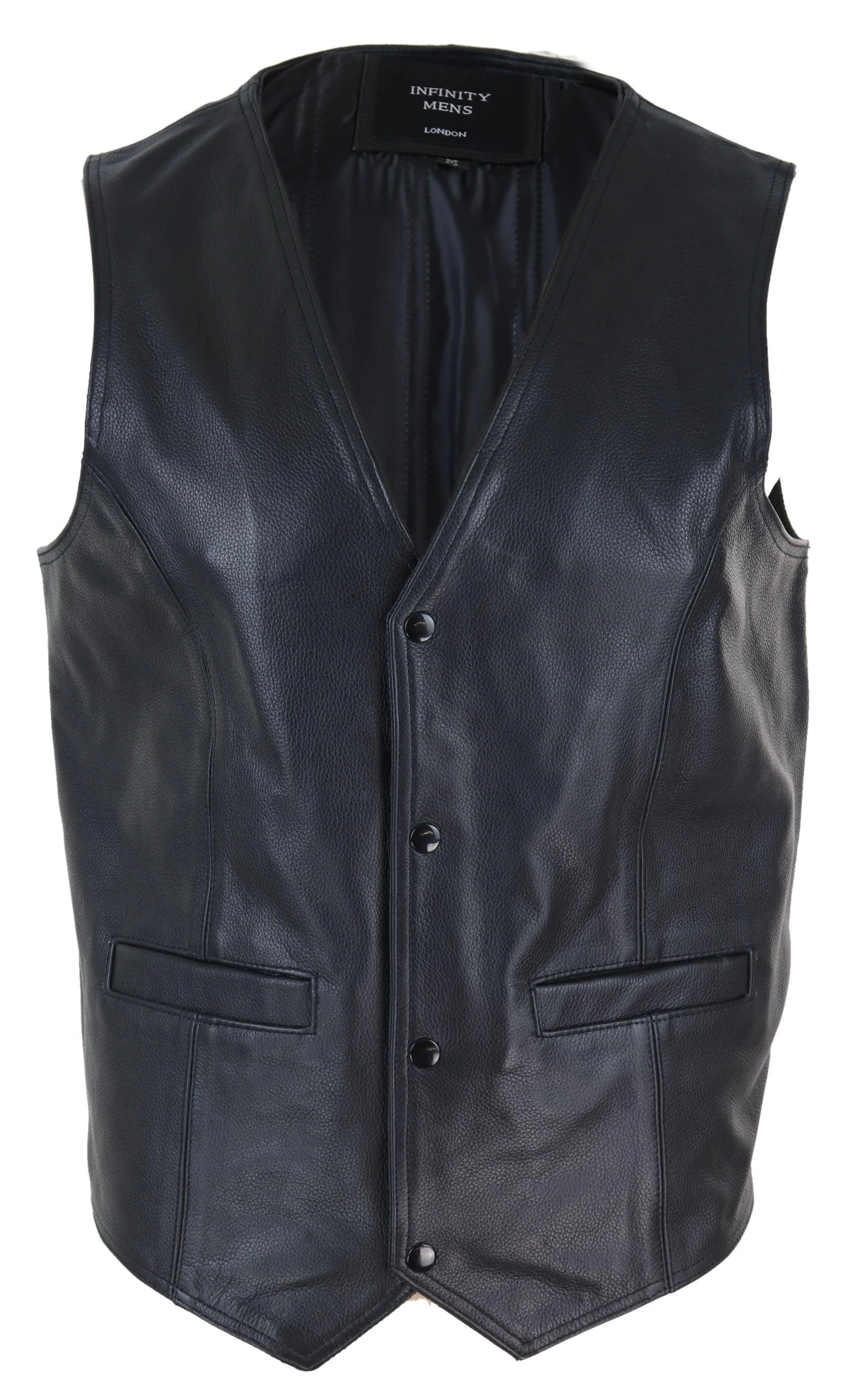 Chaleco de cuero negro para hombre