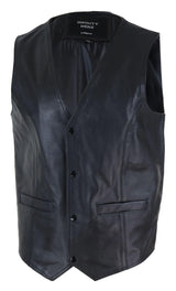 Chaleco de cuero negro para hombre