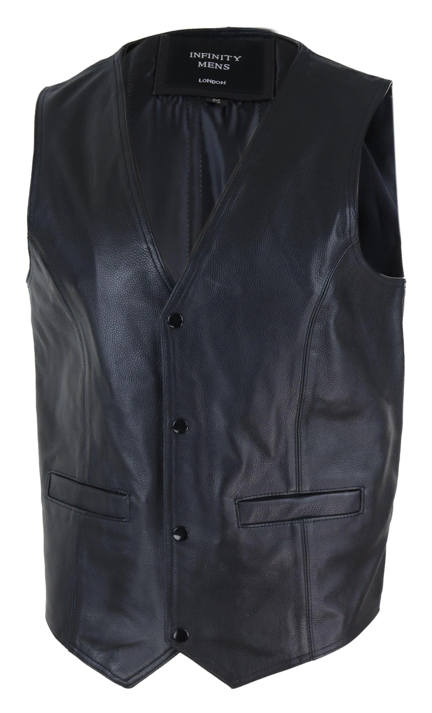 Chaleco de cuero negro para hombre