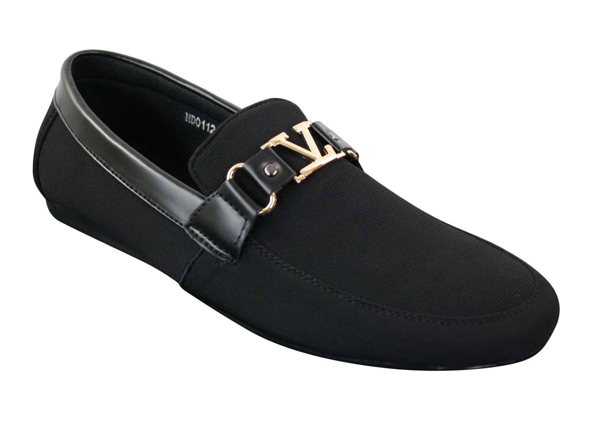 Fiorello HD0112-03 - Mocasines casuales elegantes sin cordones para hombre, diseño italiano icónico en negro y azul marino.