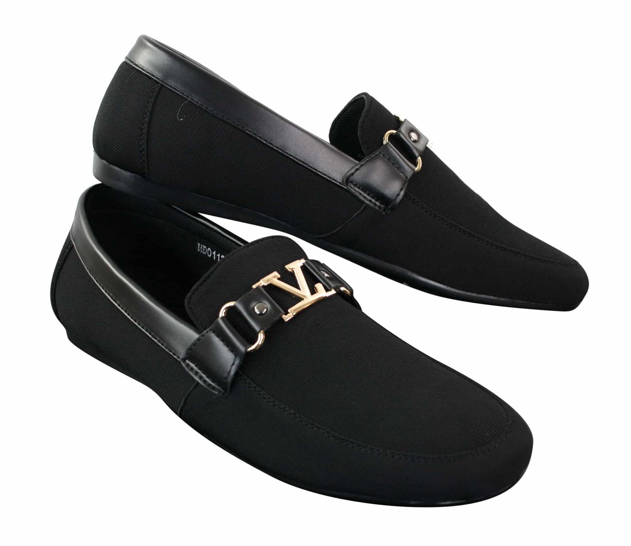 Fiorello HD0112-03 - Mocasines casuales elegantes sin cordones para hombre, diseño italiano icónico en negro y azul marino.