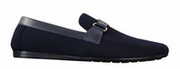 Fiorello HD0112-03 - Mocasines casuales elegantes sin cordones para hombre, diseño italiano icónico en negro y azul marino.