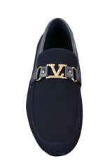 Fiorello HD0112-03 - Mocasines casuales elegantes sin cordones para hombre, diseño italiano icónico en negro y azul marino.