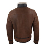 Chaqueta de aviador de piel de oveja Sherling para hombre con cremallera, estilo Segunda Guerra Mundial.