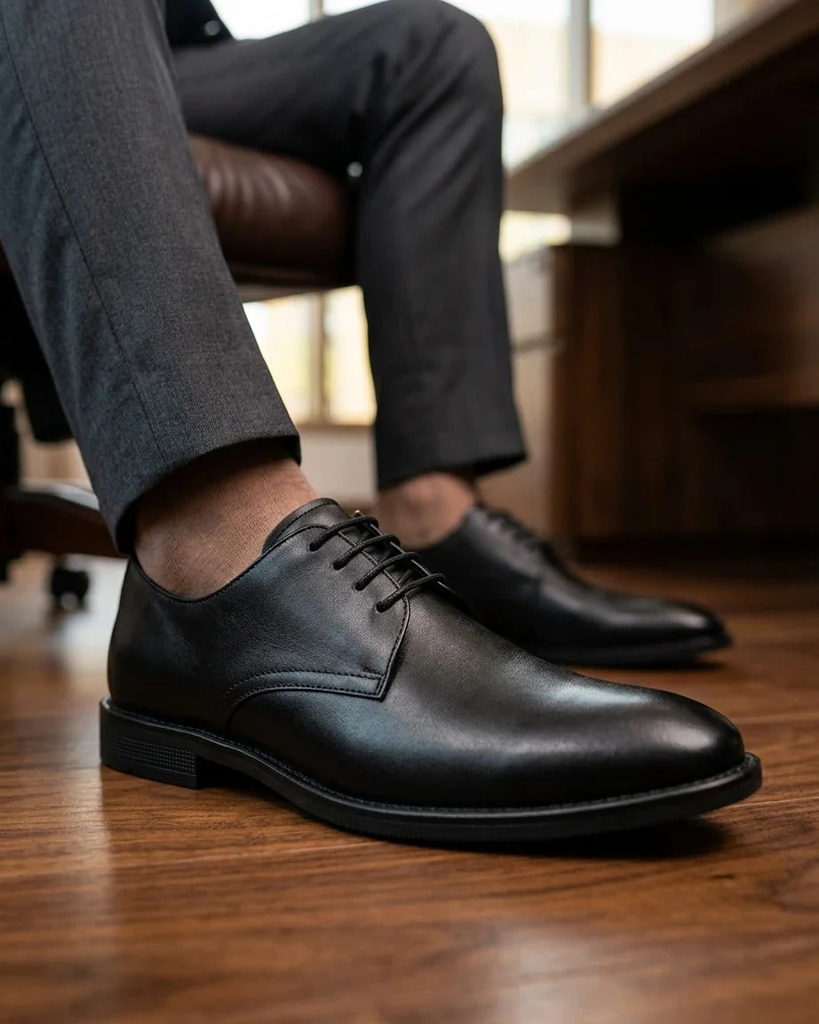 Henley - Zapatos Derby clásicos negros de punta lisa para hombre
