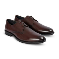 Henley - Zapatos Derby clásicos de punta lisa para hombre, color marrón