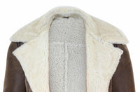 Chaqueta vintage de piel de oveja marrón para hombre